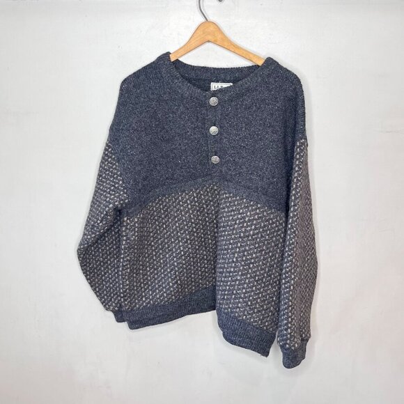 Vintage L.L. Bean Mens X-Large Wool Nordic Sweater With Button Neck - Picture 1 of 5